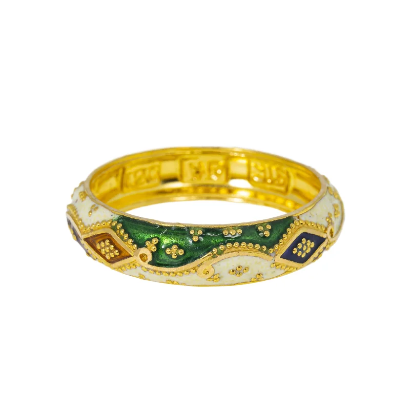 Ladies cocktail ring-22K Yellow Gold Meenakari Ring (3.7gm)