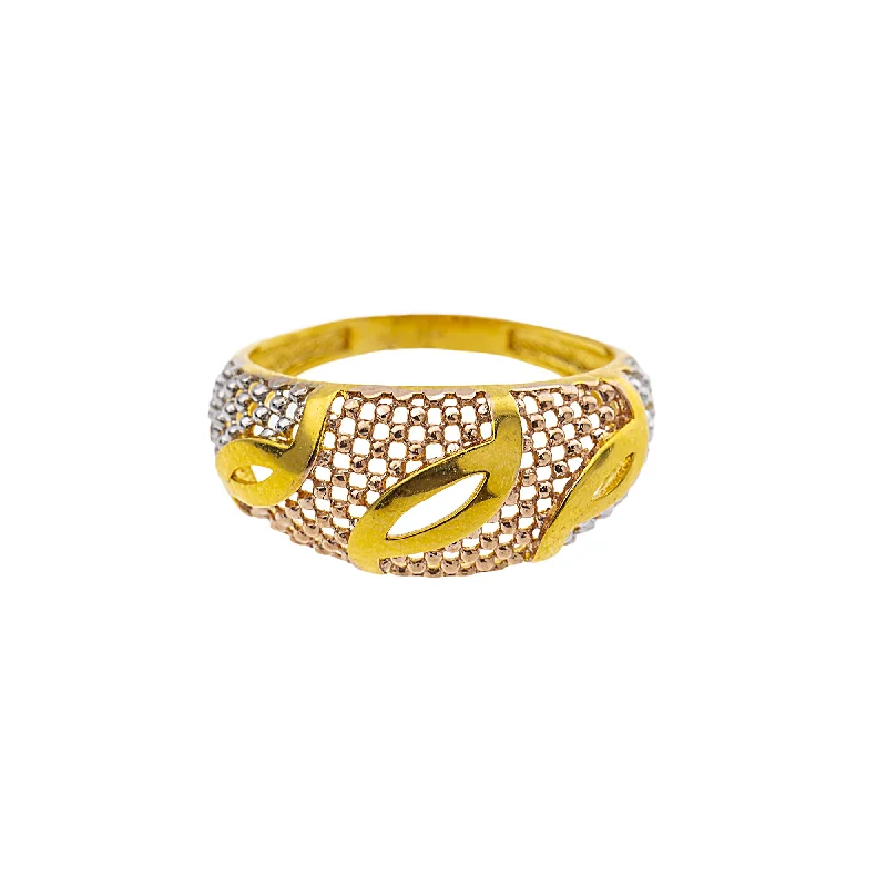 Ladies ruby-studded ring-22K Multi-Tone Gold Cocktail Ring (3.6gm)