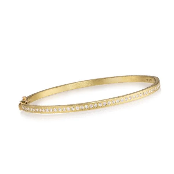 Ladies diamond bracelet-TODD REED Gold Hinged Bracelet with Diamonds