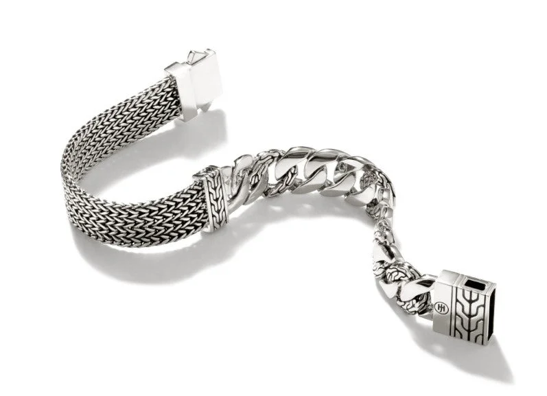 Ladies luxury bangle-JOHN HARDY Classic Chain 12mm Silver Curb / Flat Bracelet