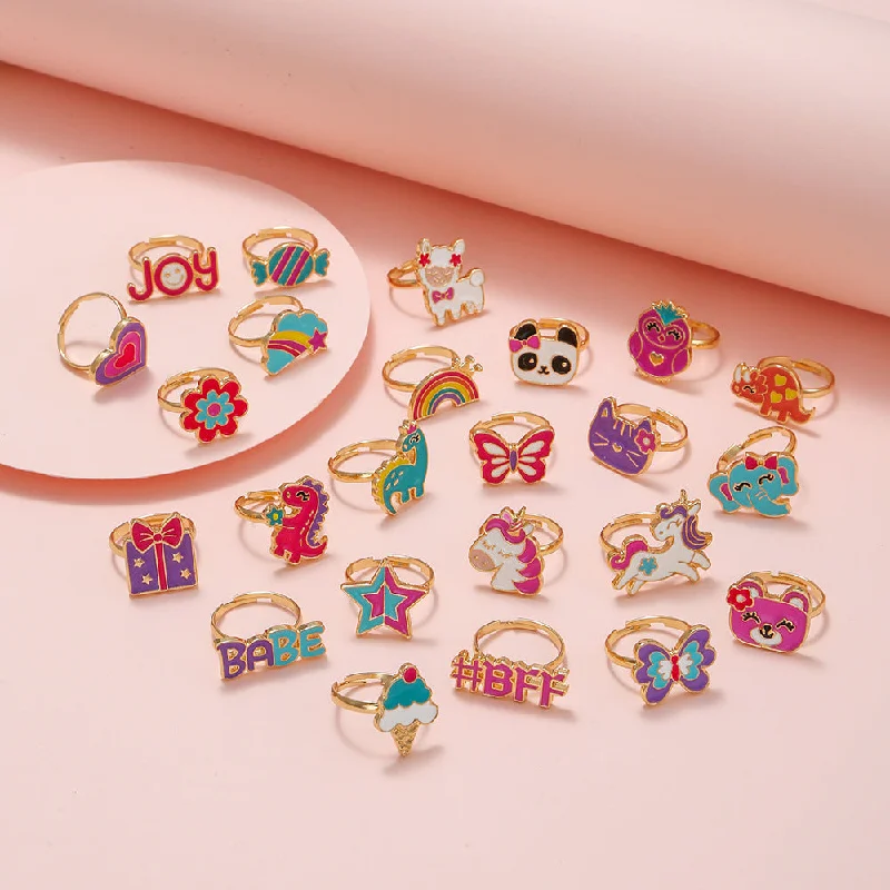 Ladies multicolor gemstone ring-Cute Cartoon Alloy Kid's Rings