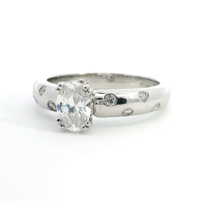 Ladies classic engagement rings-Pave Engagement Ring