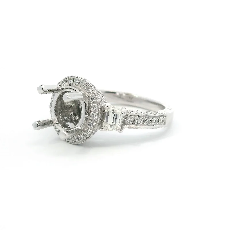 Ladies stackable engagement rings-Halo Engagement Ring