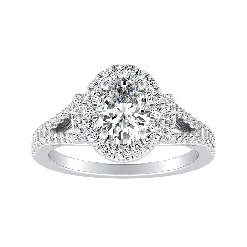 Ladies custom engagement rings-Auriya Platinum 1 1/10ctw Modern Oval Diamond Engagement Ring (H-I, SI1-SI2)