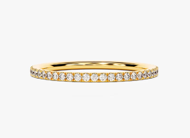 Ladies ring with gemstones-3D Diamond Pave Band in 18K Gold