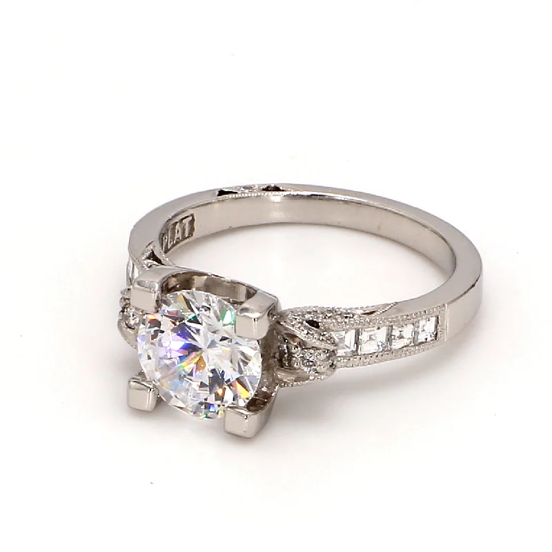 Ladies radiant cut engagement rings-TACORI Founder's Collection 3-Stone Engagement Ring