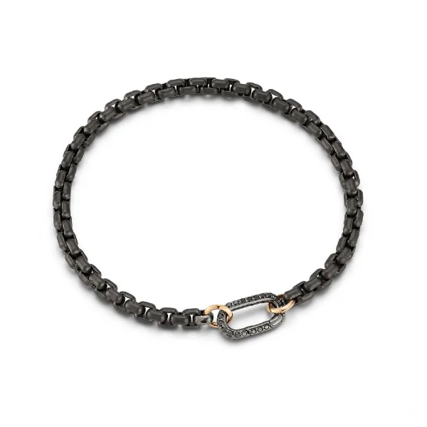 Ladies minimalistic bracelet-WALTERS FAITH Saxon Sterling Silver, Rose Gold and Black Diamond Bracelet