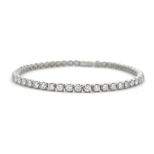 Ladies bohemian bracelet-A.LINK 18K White Gold Matinee Diamond Abbracci Tennis Bracelet 2.85ct