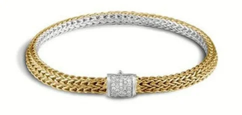 Ladies charm bangle set-JOHN HARDY Classic Chain Reversible Icon Diamond Bracelet