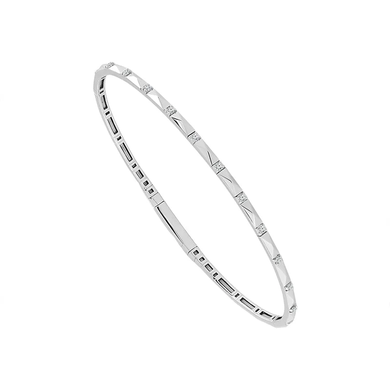 Ladies silver chain bracelet-14K White gold Flexible Diamond Bracelet