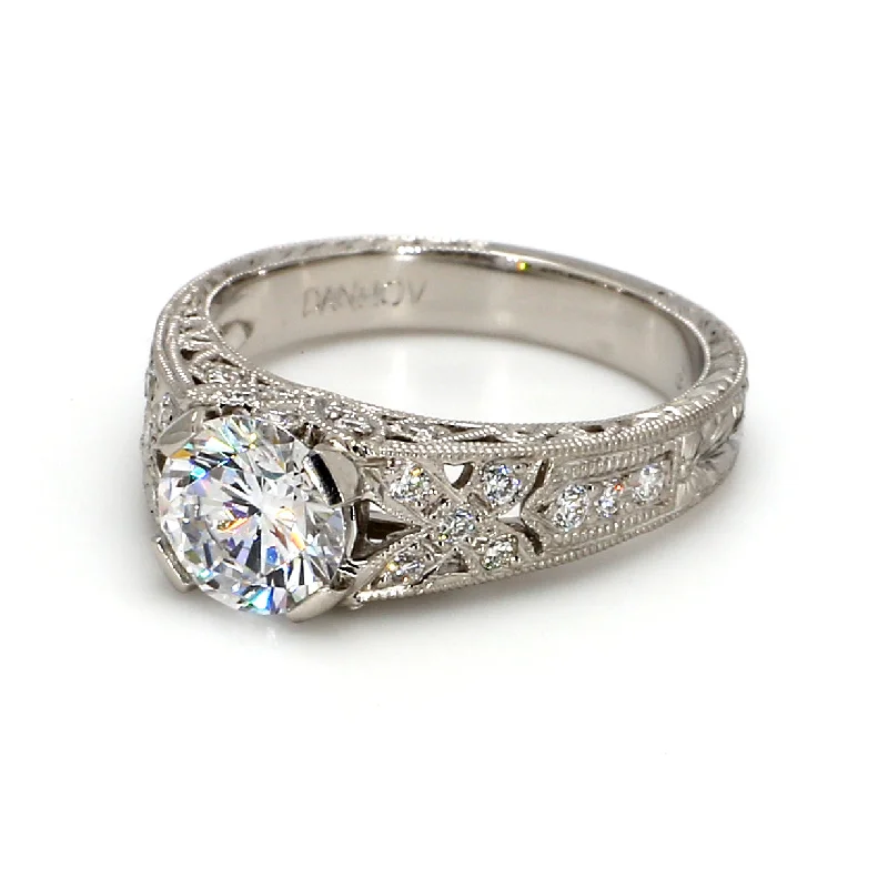 Ladies unique vintage engagement rings-Pave Engagement Ring