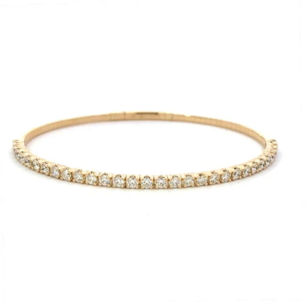 Ladies gold-plated bracelet-14K Yellow Gold Flexible Diamond Bangle Bracelet