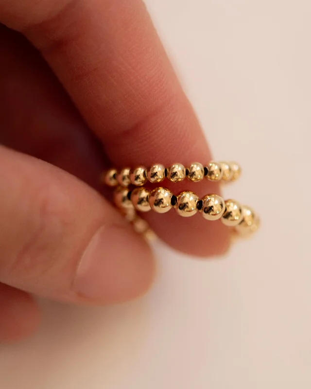 Ladies three-stone ring-Round Beaded Ring