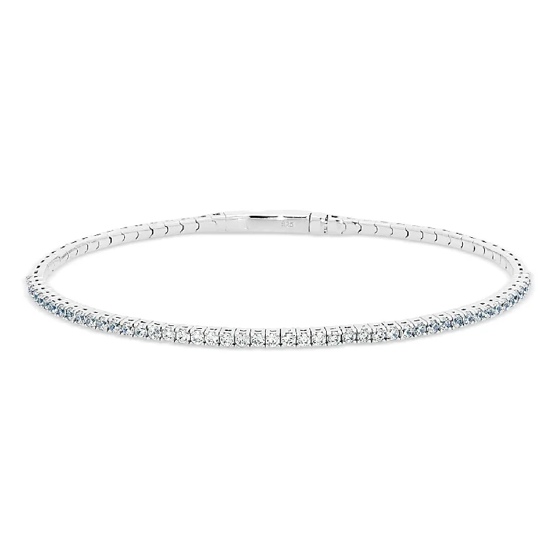 Ladies trendy bangles-Simulated Diamonds Flexible Tennis Bracelet