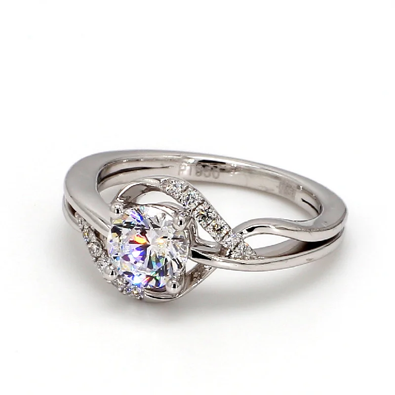 Ladies engagement rings with bezel setting-Halo Engagement Ring