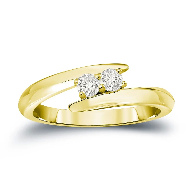 Ladies unique engagement rings-Auriya 14k Gold 1/4ct TDW Round 2-Stone Diamond Engagement Ring