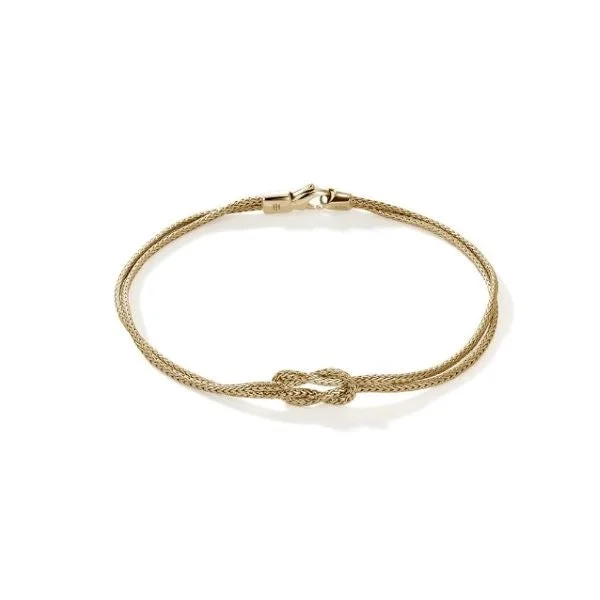 Ladies gold bracelet-JOHN HARDY Gold Love Knot Double Row Bracelet