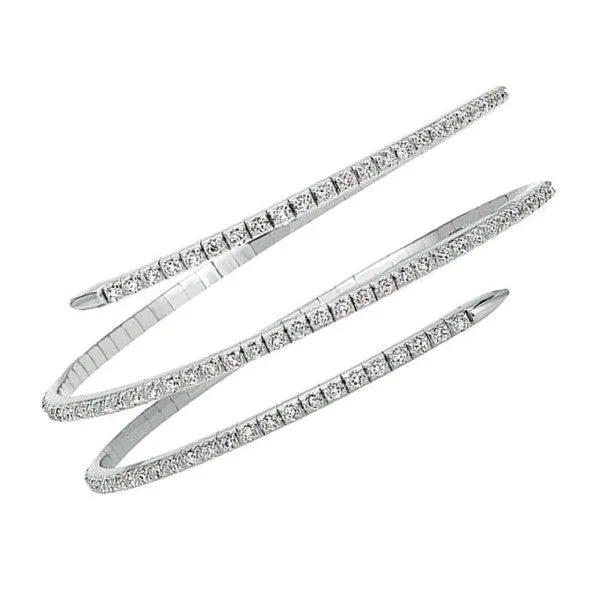 Ladies boho bangle-14K White Gold Diamond Flexible Wrap Bracelet