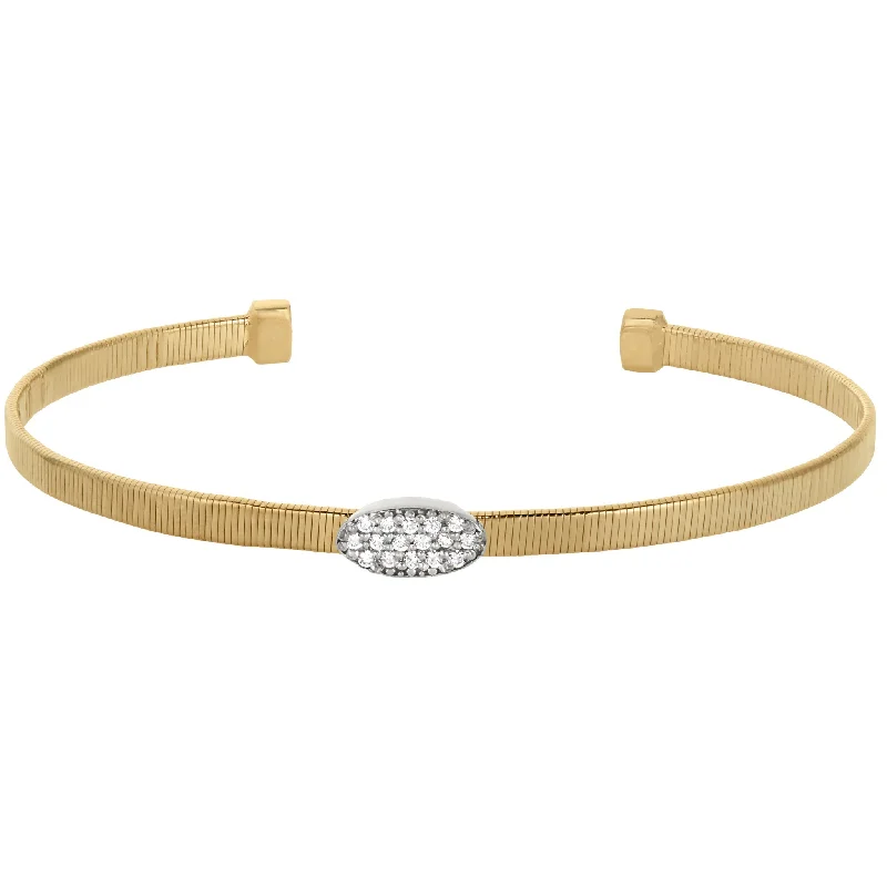 Ladies boho bracelet-Single Strand Cable Bracelet with Simulated Diamond Oval