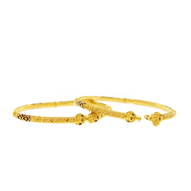 Ladies bridal bracelet-Gold & Meena Pipe Bangles