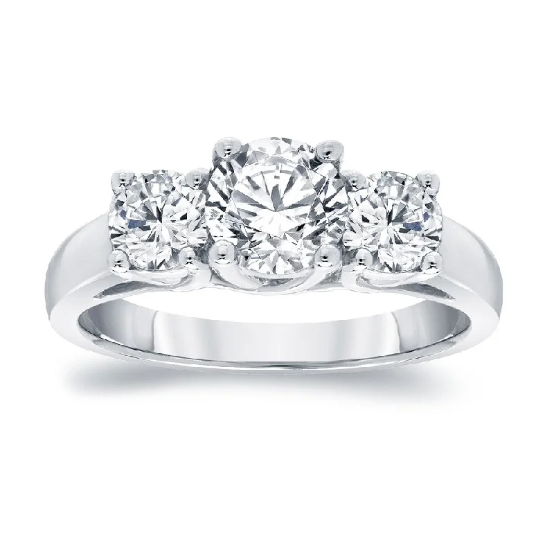 Ladies thick band engagement rings-Auriya Platinum 2ctw Classic 3-Stone Diamond Engagement Ring (I-J, I1-I2)