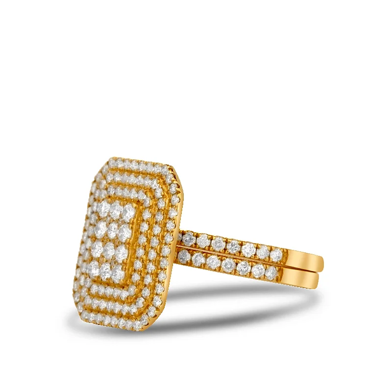 Ladies heart-shaped ring-Evelyn Natural Diamond Bride Set in 18K Gold