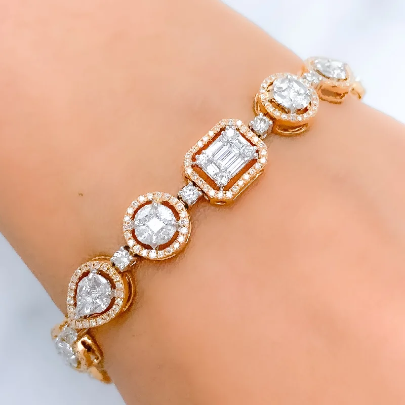 Ladies bohemian bracelet-Opulent Rose Gold Diamond + 18k Gold Bracelet