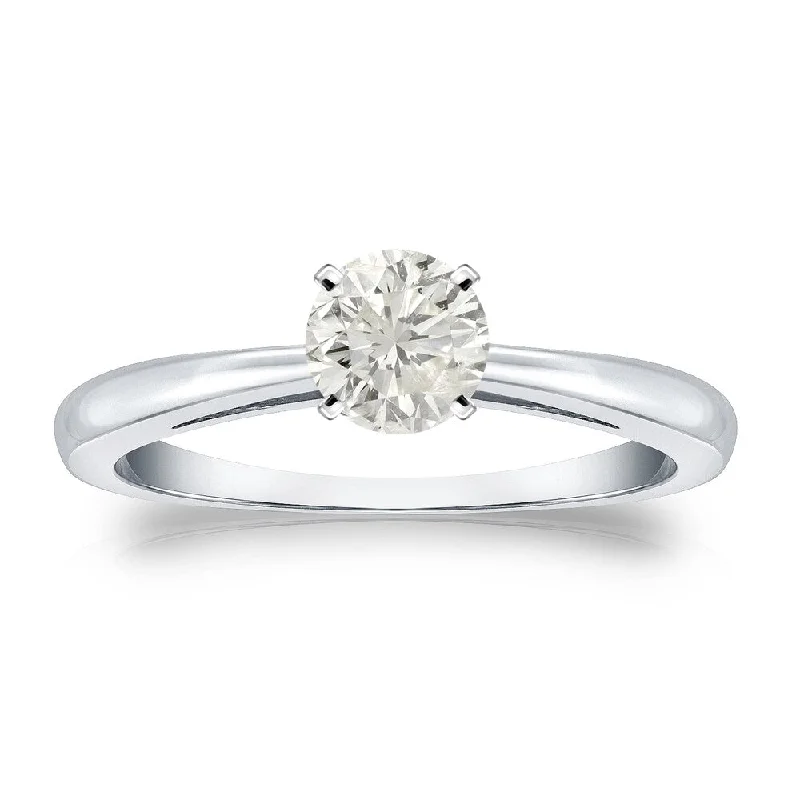 Ladies vintage inspired engagement rings-Auriya Platinum 1/3ctw Round Solitaire Diamond Engagement Ring