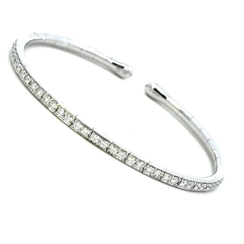 Ladies braided bracelet-ETHO MARIA 18K White Gold Flexible Diamond Bracelet