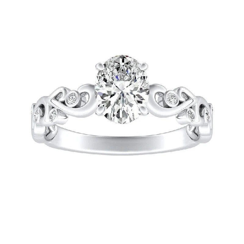 Ladies round cut engagement rings-Auriya Platinum 1/2ctw Vintage Oval-cut Solitaire Diamond Engagement Ring (H-I, SI1-SI2)