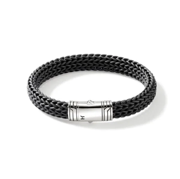 Ladies delicate bracelet-JOHN HARDY Men's Black Rubber Bracelet