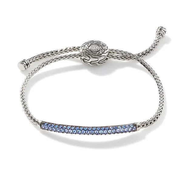 Ladies adjustable bangles-JOHN HARDY Classic Chain Blue Sapphire Bracelet