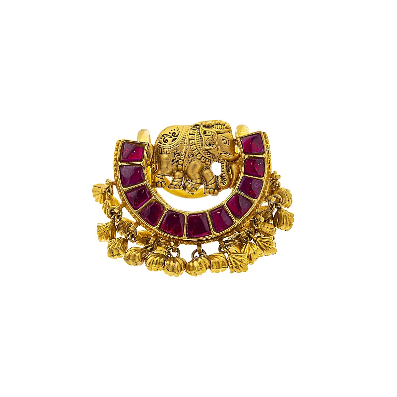 Ladies black diamond ring-22K Yellow Gold & Ruby Goddess Lakshmi Ring (10.8gm)