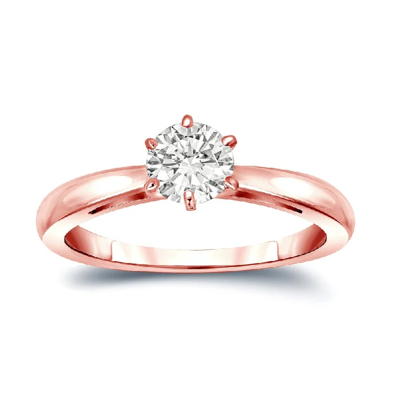 Ladies unique stone engagement rings-Auriya 14k Gold 1/4 carat TW 6-Prong Round Solitaire Diamond Engagement Ring