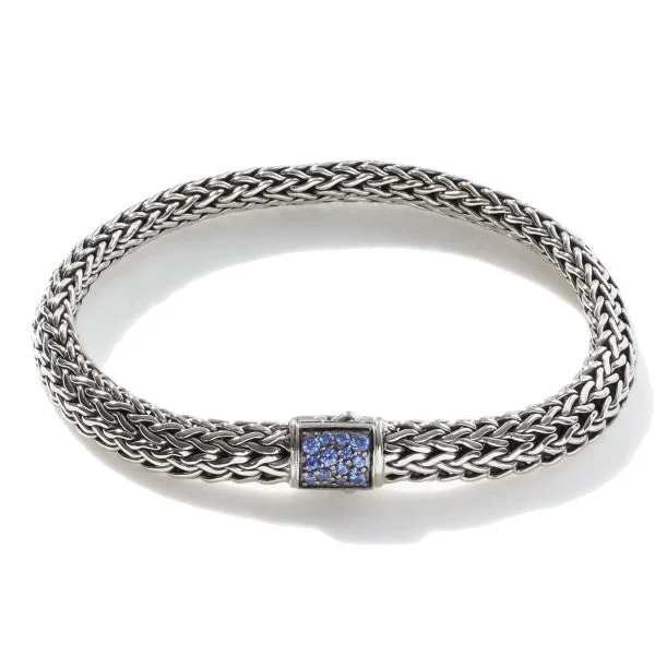 Ladies simple silver bracelet-JOHN HARDY Classic Chain Sapphire Reversible Bracelet — 6.5mm