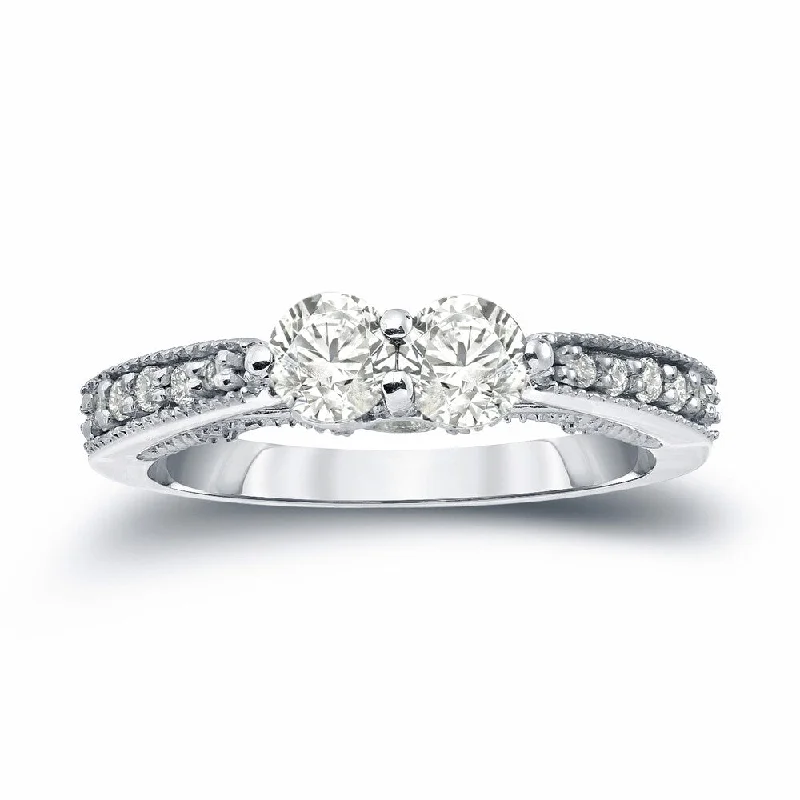 Ladies engagement rings with a twist-Auriya 14k Gold Vintage 1/2ct TDW 2-Stone Diamond Engagement Ring