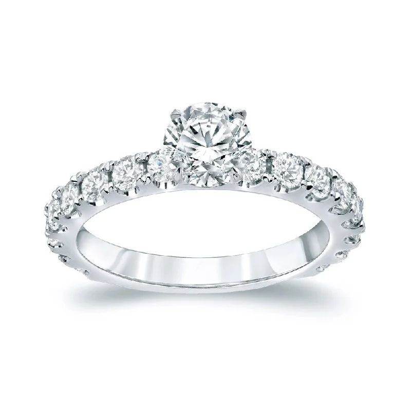 Ladies affordable engagement rings-Auriya Classic 1 3/4ctw Round Diamond Engagement Ring Platinum Certified (H-I, SI1-SI2)