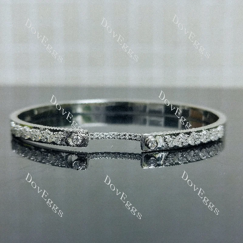 Ladies sterling silver cuff-Doveggs marquise round moissanite/lab grown diamond bangle/bracelet