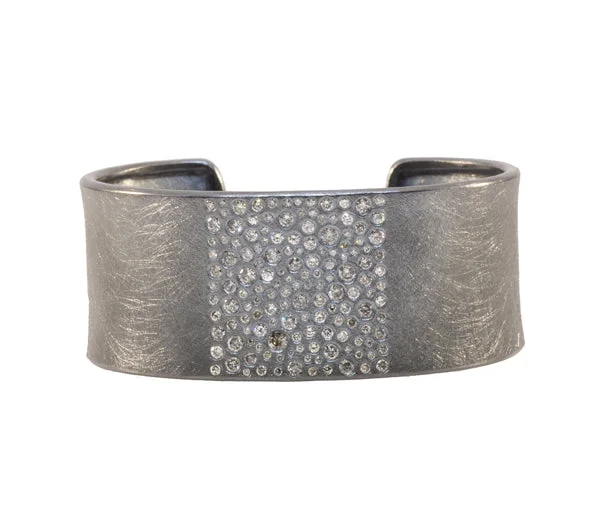 Ladies charm bracelet-TODD REED Silver and Diamond Cuff Bracelet