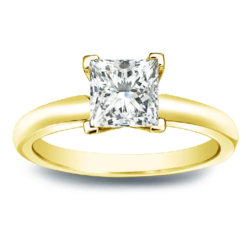 Ladies affordable engagement rings-Auriya 14k Gold 3/4 carat TW Princess-cut Solitaire Diamond Engagement Ring