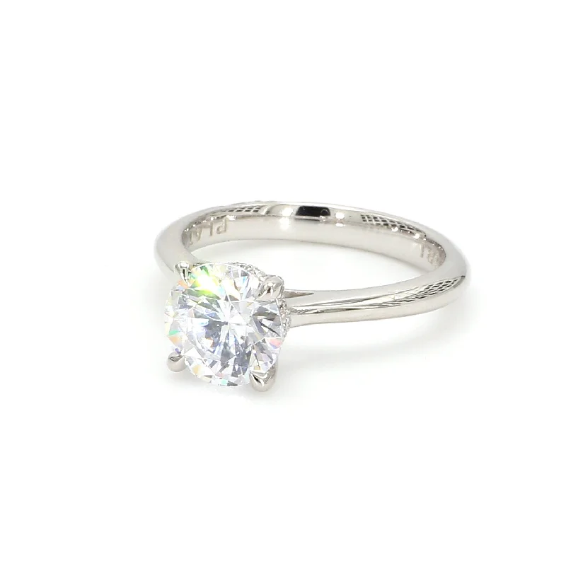 Ladies engagement rings with diamond bands-TACORI Founder's Platinum Solitaire Engagement Ring