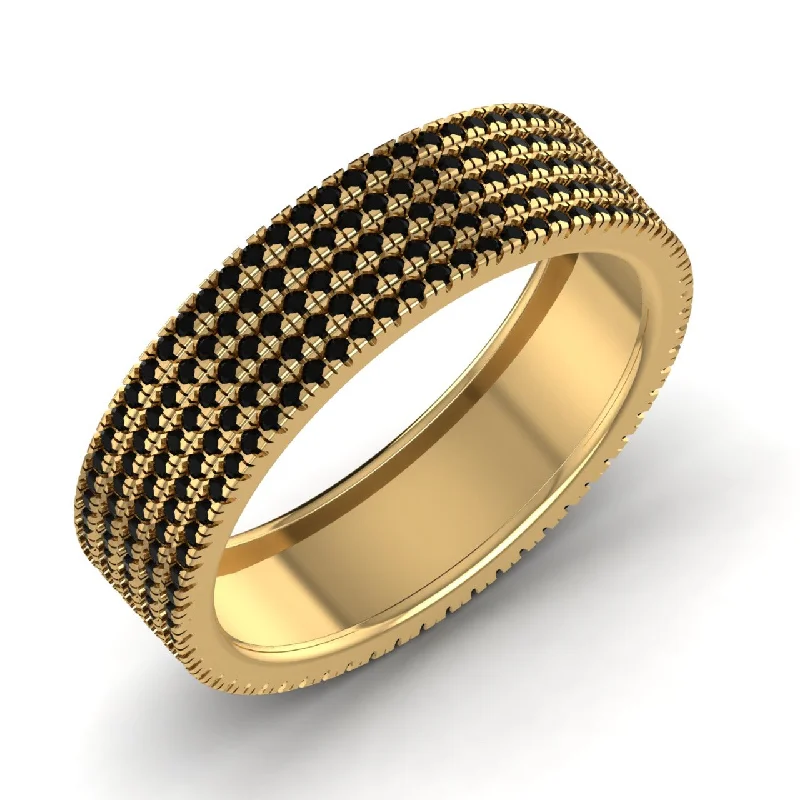 Ladies vintage-inspired ring-360 Black Diamond Band in 18K Gold