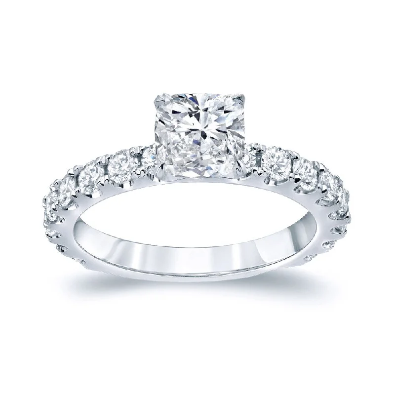 Ladies custom engagement rings-Auriya Platinum 2ctw Cushion-cut Diamond Engagement Ring Certified (H-I, SI1-SI2)