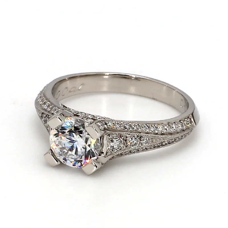 Ladies wedding and engagement rings-Pave Engagement Ring