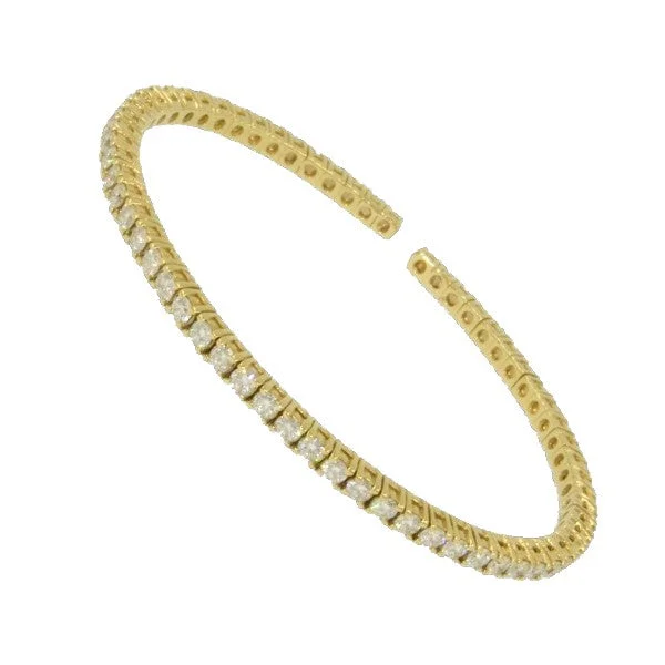 Ladies engraved charm bracelet-A.LINK 18K Yellow Gold Flexible Diamond Bracelet 2.98cttw