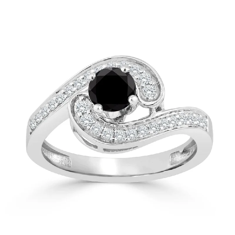 Ladies solitaire engagement rings-Auriya 14k Gold 3/4ctw Modern Halo Black Diamond Engagement Ring