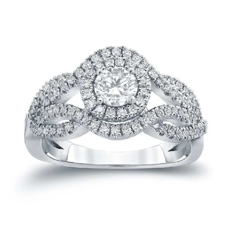 Ladies floral engagement rings-Auriya Infinity 1ct TDW Round Diamond Halo Engagement Ring 14k Gold (H-I, I1-I2)