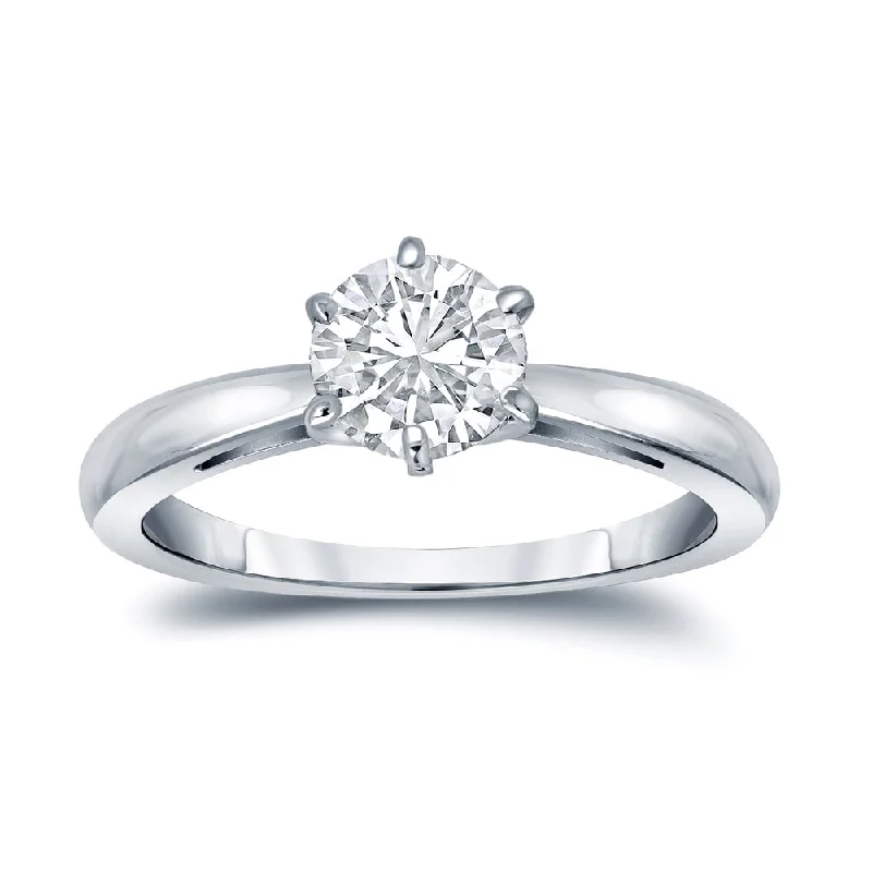 Ladies princess cut engagement rings-Auriya Platinum 2ctw Round 6 Prong Solitaire Diamond Engagement Ring GIA Certified