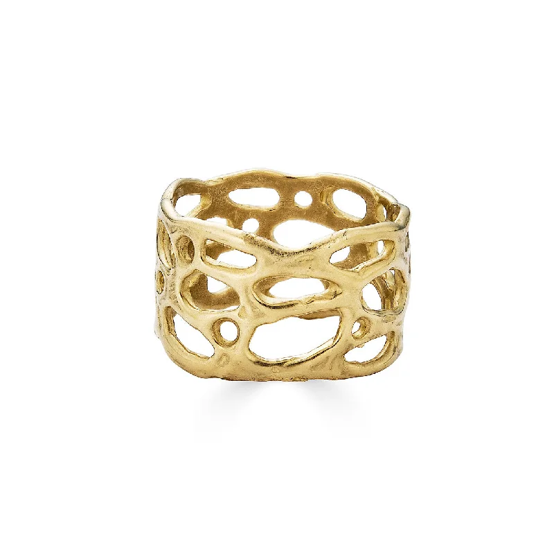 Ladies halo ring-X Wide Morel Ring, 14k