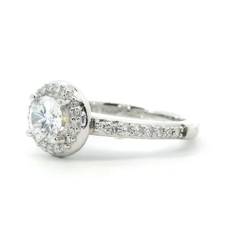 Ladies oval engagement rings-Halo Engagement Ring